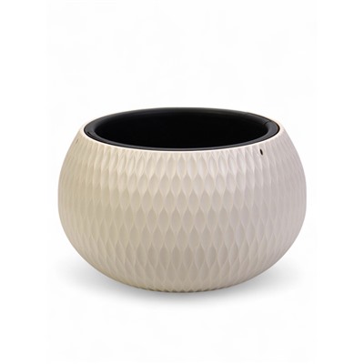 Кашпо для цветов «Жемчужина», 7 л, d=36 см, h=22 см, пластик, со вставкой, бежевое