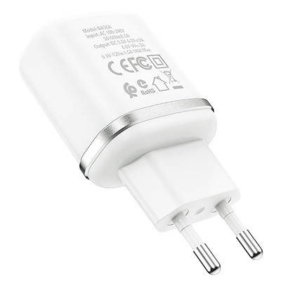 Адаптер Сетевой Borofone BA36A High QC3.0 USB 3A/18W (white)