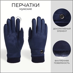 Перчатки мужские, безразмерные, с утеплителем, цвет синий