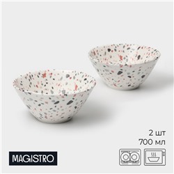 Салатники Magistro Terazzo, 700 мл, 16×7.4 см, набор 2 шт., фарфор, белые