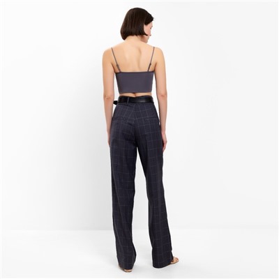 Брюки женские в клетку MINAKU: Classic, серые, размер 48