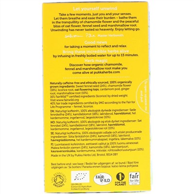 Pukka Herbs, Расслабление, без кофеина, 20 пакетиков травяного чая, 1,41 унц. (40 г)