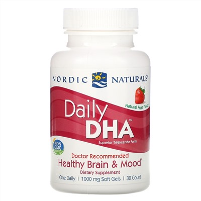 Nordic Naturals, ДГК, для ежедневного употребления, со вкусом натуральных фруктов, 1000 мг, 30 капсул