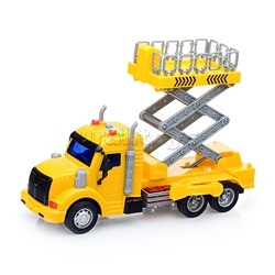 Автомобиль "Профи" с подъёмником инерционный (со светом и звуком) (жёлтый) (в коробке)