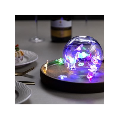 Гирлянда «Нить» 2 м роса с насадками «Дед Мороз», IP20, серебристая нить, 20 LED, 2 режима, батарейки ААх2 (нет в комплекте), свечение мульти