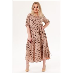 Платье штапель  6079/08/Бежевый, черный