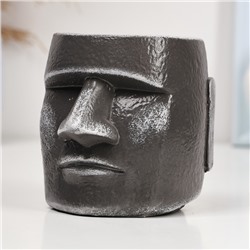 Декоративное кашпо для цветов «Истукан моаи», 100 мл, h=10 см, гипс, серое