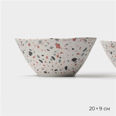 Салатники Magistro Terazzo, 1.4 л, 20×9 см, набор 2 шт., фарфор, белые