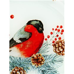 Тарелка новогодняя плоская «Снегирь», 20×20 см