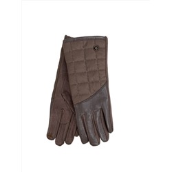 Комбинированные женские перчатки, цвет тёмно коричневый