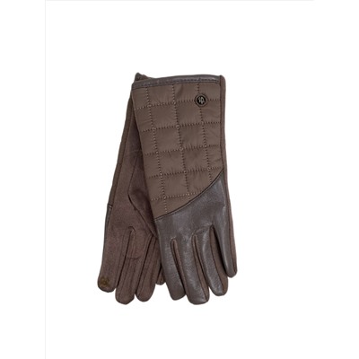 Комбинированные женские перчатки, цвет тёмно коричневый