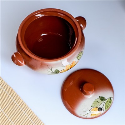 Жаровня Кунгурская керамика, 3 л, с ручками, разноцветная