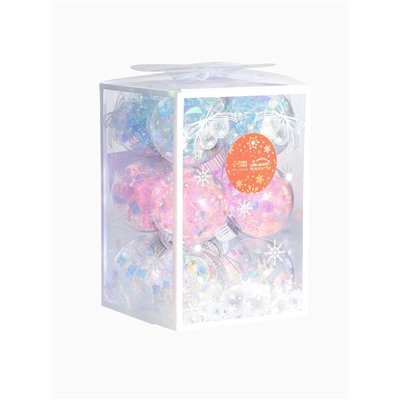 Ёлочные игрушки «Калейдоскоп» волна, шары новогодние, d=6 см, набор 12 шт., МИКС