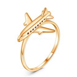 Серьги-пусеты гвоздики из золочёного серебра - Самолёты 925 пробы ПС-005з