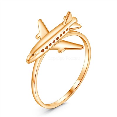 Серьги-пусеты гвоздики из золочёного серебра - Самолёты 925 пробы ПС-005з