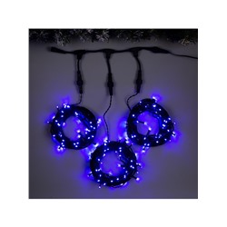 Гирлянда «Клип-лайт» 3 нити по 10 м, IP44, УМС, тёмная нить, 198 LED, свечение синее, 8 режимов, 24 В