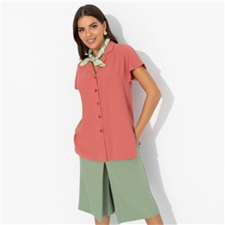 Блуза в мелкую клетку, Стильный автограф (терракотовая)