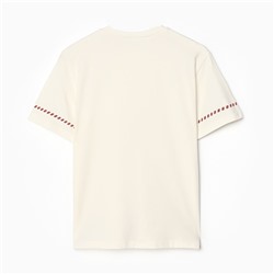 Футболка женская с красным кантом Basic line, молочная, размер 52