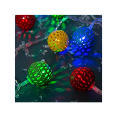 Гирлянда «Нить» 4 м с насадками «Шарик с узором», IP20, прозрачная нить, 20 LED, свечение мульти, 8 режимов, 220 В