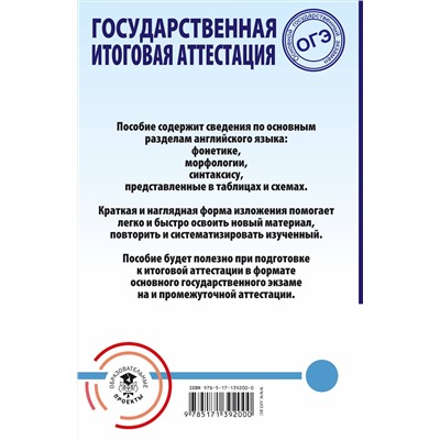 АСТ Терентьева О.В., Гудкова Л.М. "ОГЭ. Английский язык. Весь школьный курс в таблицах и схемах для подготовки к основному государственному экзамену"