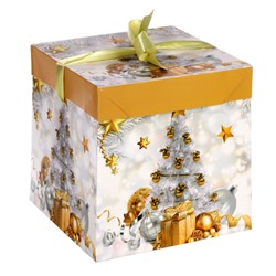 Коробка подарочная 15х15х15 см складная / 115-M /уп 12/840/Новый год