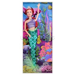 Кукла София русалка 29см, (ткан. хвост, акс., руки и ноги сгиб.,) в коробке