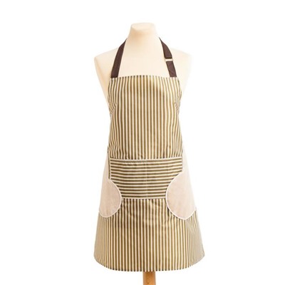 Фартук «Доляна», зелёный, в полоску, с карманами, 70×65 см