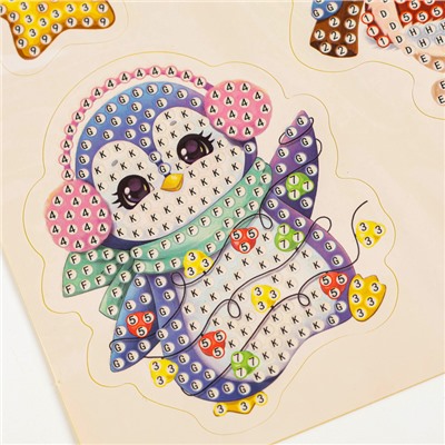 Алмазная мозаика - стикер на новый год для детей с частичным заполнением «Волшебные зверята!», набор для творчества