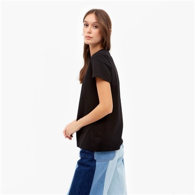 Футболка женская однотонная MINAKU: Basic line, чёрная, размер 42