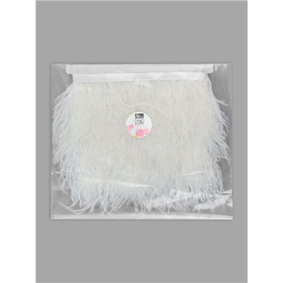 Перья страуса декоративные, на ленте, 8-10 см, 5±0.5 м, белые