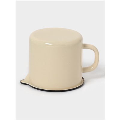 Кружка эмалированная, 1 л, с носиком, без декора, цвет слоновой кости