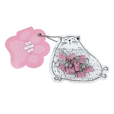 Набор зажимов для бумаг 15х25мм "БЕЛЫЙ КОТИК" 10 шт розовый 71501 Феникс