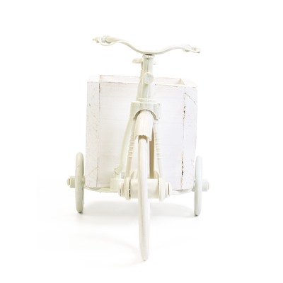 Декоративное кашпо для цветов «Велосипед Flowerpot de Rose», 26×12×18 см, дерево, пластик, белое