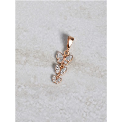 Подвеска из золочёного серебра с фианитами - Бабочки п-036р200