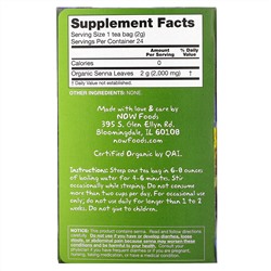 Now Foods, Real Tea, Organic Senna, Caffeine-Free, 24 Tea Bags, 1.7 oz (48 g)