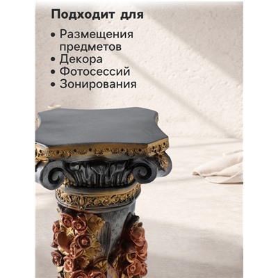 Колонна декоративная «Афина», чёрный с золотом, 90×40×40 см