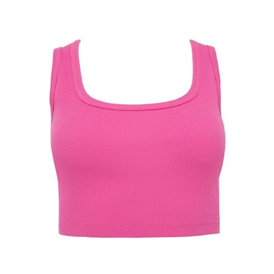 Топ женский в рубчик MINAKU: Basic line, ярко-розовый, размер 46