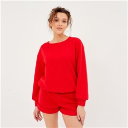 Пижама женская (свитшот, шорты) MINAKU: New happy, размер 52, красная