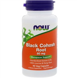 Now Foods, Корень клопогона кистевидного, 80 мг, 90 растительных капсул
