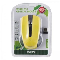 Мышь PERFEO беспров. оптич. "RAINBOW", 3 кн, USB, черно-желтая PF_3438 (PF-353-WOP-Y) PERFEO