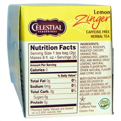 Celestial Seasonings, Травяной чай, без кофеина, Лимонное чудо, 20 пакетиков, 1,7 oz (47 г)