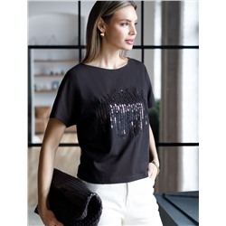 Нарядная футболка с принтом пайетками