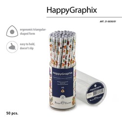 Карандаш чернографитный BrunoVisconti HappyGraphix JUMBO "Яркие совы", НВ, трёхгранный