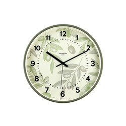 Часы настенные классические «Цветы», d=30.5 см, зелёные