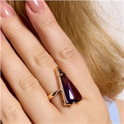 Кольцо 19 р ювелирная бижутерия коллекция "Дубай", покрытие позолота, вставка: фианит, цвет: фиолетовый, арт.414.152-19