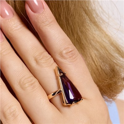 Кольцо 20 р ювелирная бижутерия коллекция "Дубай", покрытие позолота, вставка: фианит, цвет: фиолетовый, арт.414.152-20