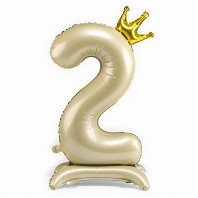 Воздушный шар фольгированный 42" «Цифра 2 с короной», на подставке