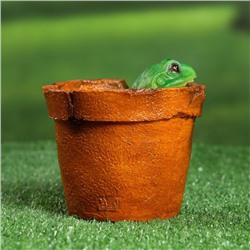 Декоративное кашпо «Горшок с лягушкой», 14×13×13 см, полистоун
