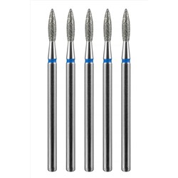 Manita Professional Фреза алмазная пламя острое для аппаратного маникюра 866.104.243.080.021 ФАП-2.1-8С, синяя насечка, ø 2,1 мм, 5 шт. KRISTALLER, 1231205