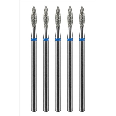 Manita Professional Фреза алмазная пламя острое для аппаратного маникюра 866.104.243.080.021 ФАП-2.1-8С, синяя насечка, ø 2,1 мм, 5 шт. KRISTALLER, 1231205